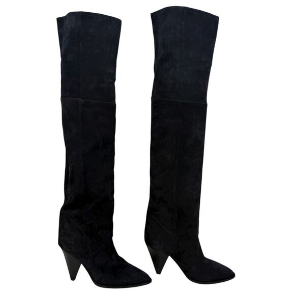 Isabel Marant Riria Suede Slouchy Tall Boots Midnight Blue Size 38 - Picture 7 of 13